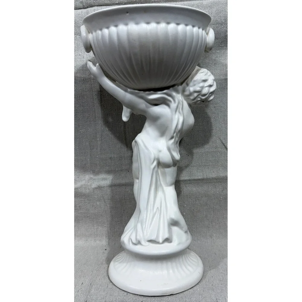 Vintage Inarco Japan Cherub Planter Compote Matte White Ceramic E592/W 1960s 11